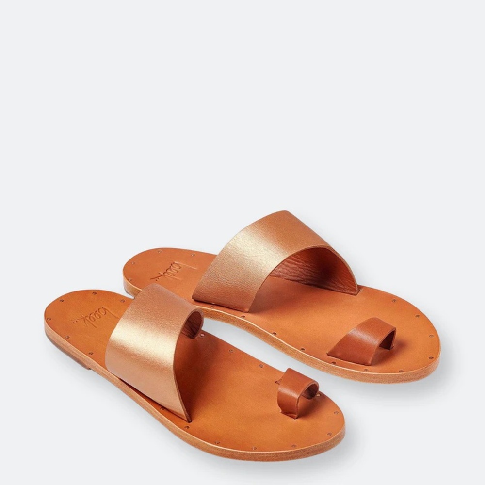 Beek Finch Rose gold tan toe ring sandal Sz 9 worn once